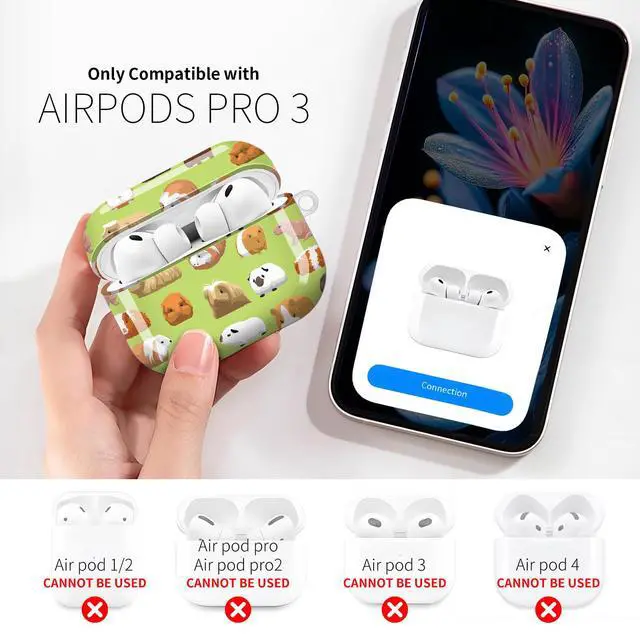 Alt view image 3 of 6 - Compatible with AirPod Pro 3rd Gen(2025) Case,Protective Case for AirPod Pro 3rd Gen, Shockproof with Carabiner, Wireless Charging Compatible for Women Men (Guinea Pig Cartoon)
