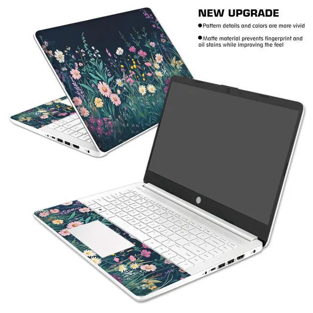 Alt view image 3 of 7 - Laptop Skin Decal HP 14" - Botanical, Laptop Cover Sticker, No Cutting Required, No Bubble, Waterproof, Scratch Resistant - Including Wide Screen and Wrist Pad