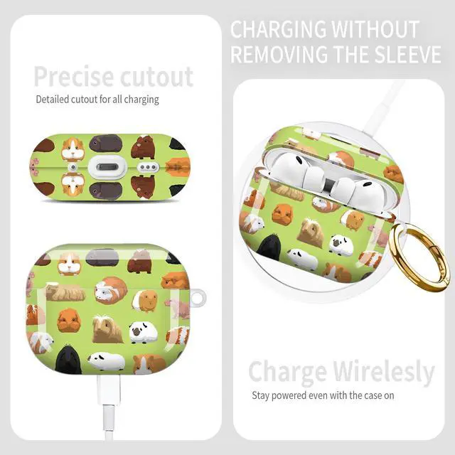 Alt view image 5 of 6 - Compatible with AirPod Pro 3rd Gen(2025) Case,Protective Case for AirPod Pro 3rd Gen, Shockproof with Carabiner, Wireless Charging Compatible for Women Men (Guinea Pig Cartoon)