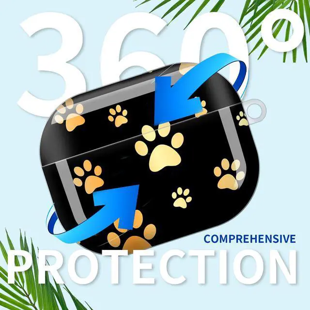 Alt view image 4 of 6 - Compatible with AirPod Pro 3rd Gen(2025) Case,Protective Case for AirPod Pro 3rd Gen, Shockproof with Carabiner, Wireless Charging Compatible for Women Men (Dog Paws Golden)