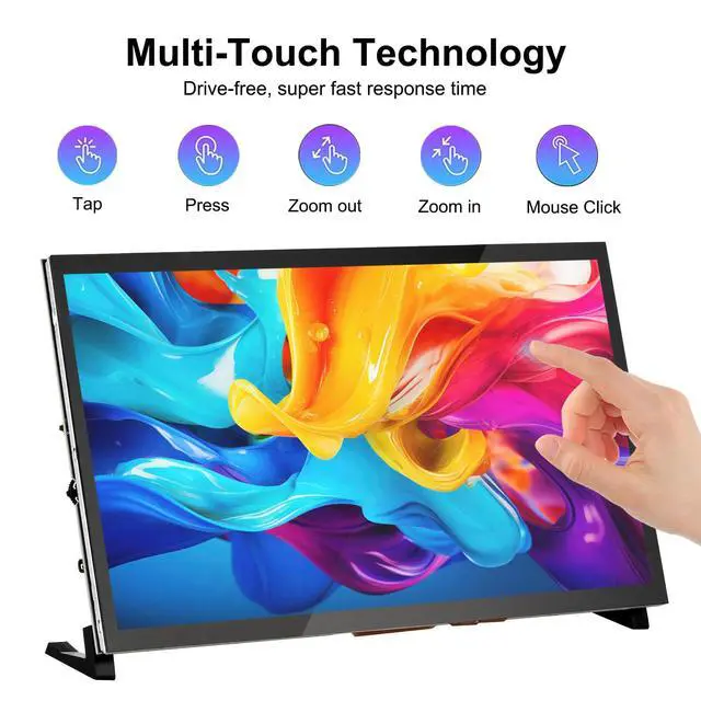 Alt view image 2 of 7 - Touchscreen Monitor for Raspberry Pi 7'' IPS LCD Screen 1024 x 600 Smooth Touch Built-in Dual Speakers HDMI Input Compatible with Raspberry Pi 5/4/3/Zero Easy Set-up Driver-Free