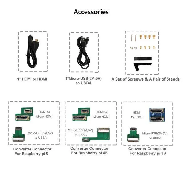 Alt view image 6 of 7 - Touchscreen Monitor for Raspberry Pi 7'' IPS LCD Screen 1024 x 600 Smooth Touch Built-in Dual Speakers HDMI Input Compatible with Raspberry Pi 5/4/3/Zero Easy Set-up Driver-Free