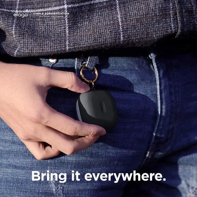 Alt view image 3 of 6 - Silicone Hang Case for Galaxy Buds FE, 2 Pro, 2, Pro, Live | (2023) (2022) (2021) (2020) (Black)