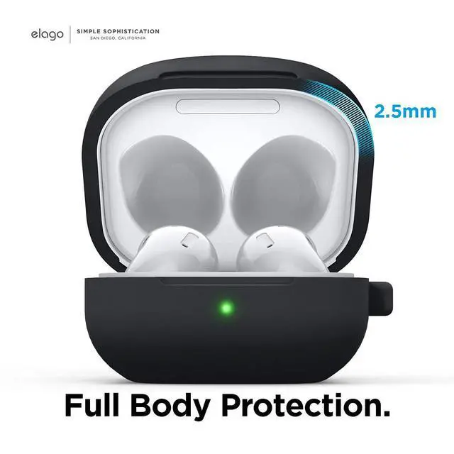 Alt view image 5 of 6 - Silicone Hang Case for Galaxy Buds FE, 2 Pro, 2, Pro, Live | (2023) (2022) (2021) (2020) (Black)