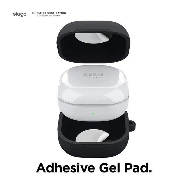 Alt view image 6 of 6 - Silicone Hang Case for Galaxy Buds FE, 2 Pro, 2, Pro, Live | (2023) (2022) (2021) (2020) (Black)