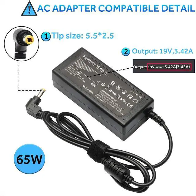 Alt view image 2 of 7 - Laptop Ac Adapter Charger for Toshiba Satellite A505-S6033, A505-S6034; A505-S6035, A505-S6040, A505-S6960; A505-S6965, A505-S6966, A505-S6967