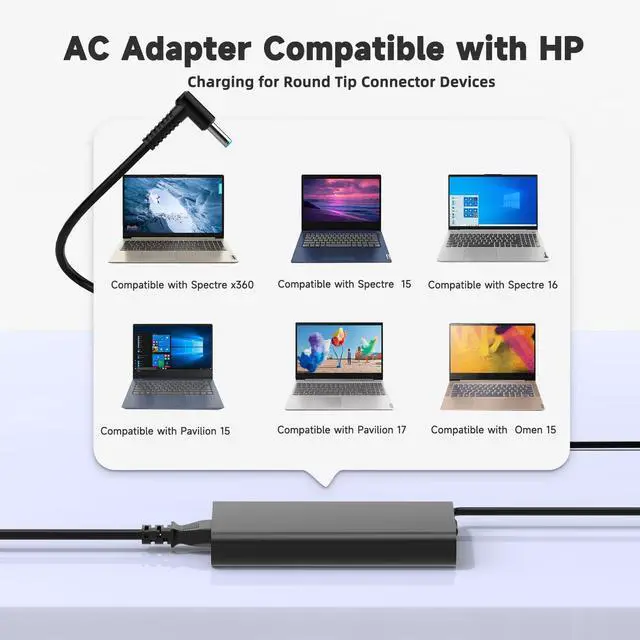 Alt view image 3 of 7 - 135W 19.5V Laptop Charger Compatible with HP Spectre x360 15 16 15-df 15-EB 15-dc 16t-f 16-f Series; Pavilion Gaming 15 17; Omen 15 17; Envy 14 17 TPN-DA11 TPN-CA13 Power Supply Cord