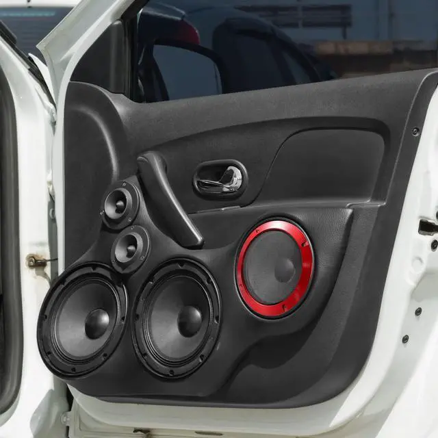 Alt view image 2 of 6 - 6.5 Inch Car Metal Audio Speaker Grill Cover Mesh Woofer Horn Guard Decorative Circle Grille Protector Red