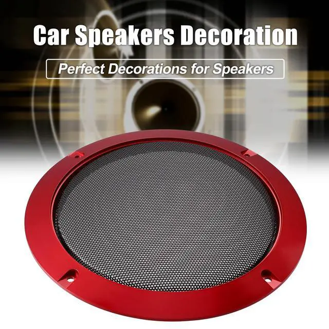 Alt view image 3 of 6 - 6.5 Inch Car Metal Audio Speaker Grill Cover Mesh Woofer Horn Guard Decorative Circle Grille Protector Red