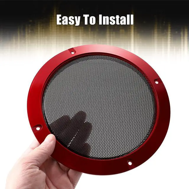 Alt view image 5 of 6 - 6.5 Inch Car Metal Audio Speaker Grill Cover Mesh Woofer Horn Guard Decorative Circle Grille Protector Red
