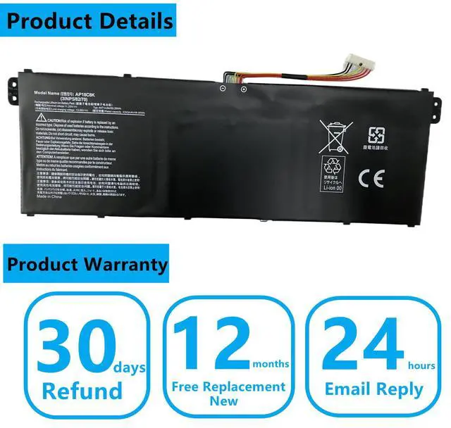 Alt view image 2 of 4 - AP18C8K New Laptop Battery compatable with Acer Aspire 5 A514-52 A514-52-58U3 Chromebook 314 C933 Swift 3 SF314-42 SF314-57 SF314-57G SF314-58 Series Notebook 11.25V 50.29Wh