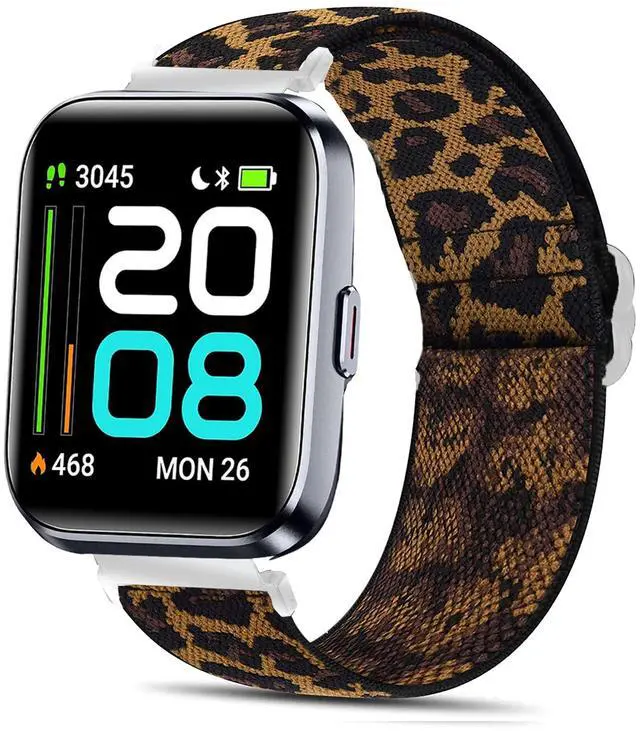 Main image of Stretch Elastics Nylon Adjustable Replacement Strap Accessories for Men & Women Compatible with Quican, aeac, WMK, Fitpolo ID208 Plus 1.8 Inches Smart Watch