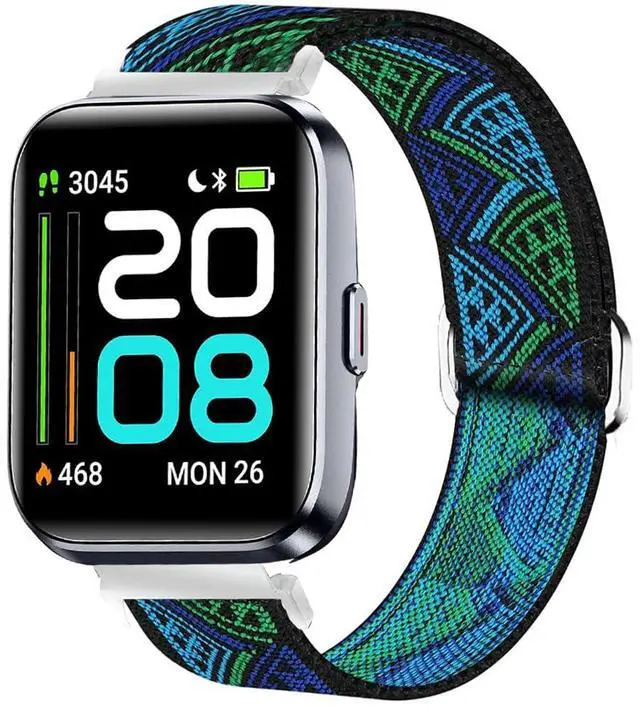 Main image of Stretch Elastics Nylon Adjustable Replacement Strap Accessories for Men & Women Compatible with Quican, aeac, WMK, Fitpolo ID208 Plus 1.8 Inches Smart Watch