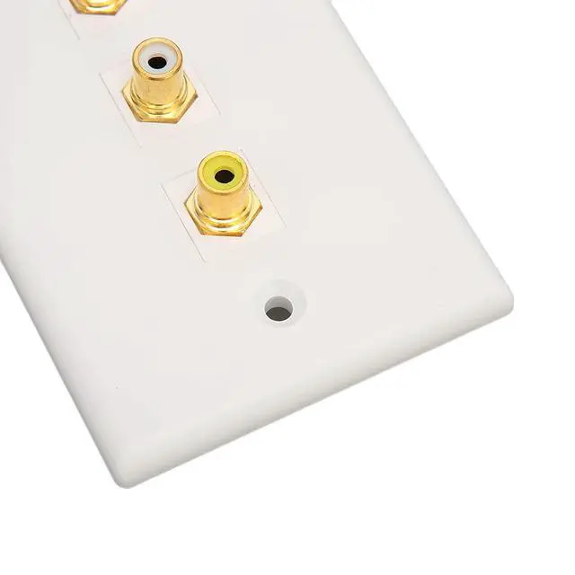 Alt view image 7 of 7 - 3 Ports RCA Wall Plate 1080P RCA AV Media Wall Outlet Plates for Subwoofer Audio Port Home Theater AV, Gold Plated Connector
