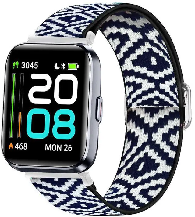 Main image of Stretch Elastics Nylon Adjustable Replacement Strap Accessories for Men & Women Compatible with Quican, aeac, WMK, Fitpolo ID208 Plus 1.8 Inches Smart Watch