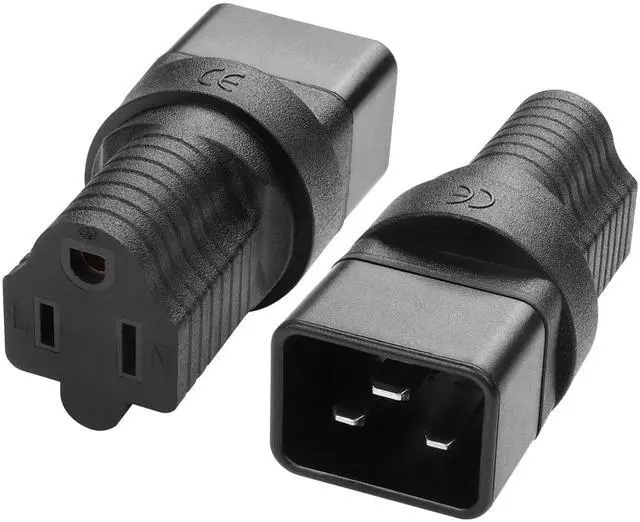 Main image of 2 Pack IEC C20 to NEMA 5-15R Power Adapter 15A 125V NEMA 5-15P to C20 AC Power Converter for PDUs and Network Equipment