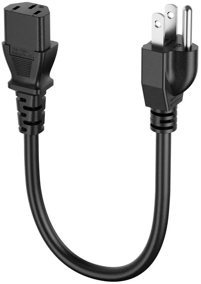 Main image of 2-Pack 18AWG Universal Power Cord 1FT NEMA 5-15P to IEC320C13 | c13 power cord,Computer Power Cord,3 prong ac power cord,Black PVC Molding,0.3M,UL Safety Certification,SJT