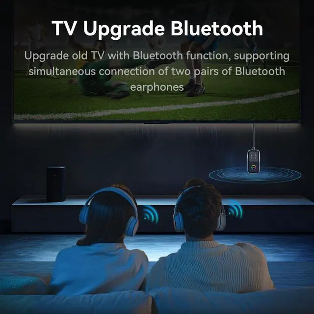 Alt view image 5 of 7 - 2-in-1 Bluetooth 5.2 Transmitter Receiver for TV/Airplane/Gym/Planes/Boat, Dual Link aptX Adaptive Low Latency Audio Adapter, Wireless Converter for 3.5mm Aux Jack, Supports 2 Headphones