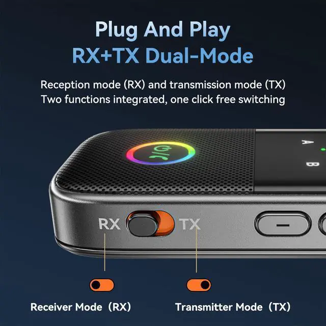 Alt view image 3 of 7 - 2-in-1 Bluetooth 5.2 Transmitter Receiver for TV/Airplane/Gym/Planes/Boat, Dual Link aptX Adaptive Low Latency Audio Adapter, Wireless Converter for 3.5mm Aux Jack, Supports 2 Headphones