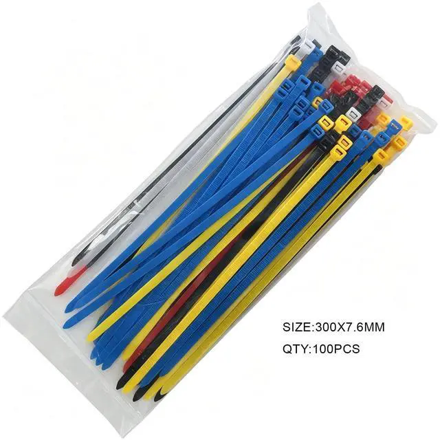 Alt view image 7 of 7 - 100PCS 12 Inch Colored Zip Ties, 120LBS Strength Heavy Duty, PA66 Nylon | 0.3 inch Wide, Assorted 5 Colors, Self-Locking UV Resistant Cable Ties for Color-Coded Cable Management
