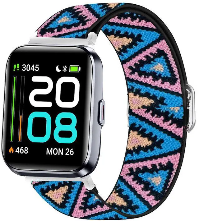Main image of Stretch Elastics Nylon Adjustable Replacement Strap Accessories for Men & Women Compatible with Quican, aeac, WMK, Fitpolo ID208 Plus 1.8 Inches Smart Watch