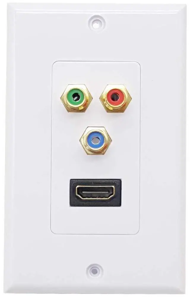 Main image of HDMI + 3RCA Wall Plate,HDMI Wall Plate with Component Video RCA,4k Ultra HD UHD 1080P Full HD Compatible & Gold Plated RCA Component Composite Video Audio Subwoofer Combo Port Insert Jack Out