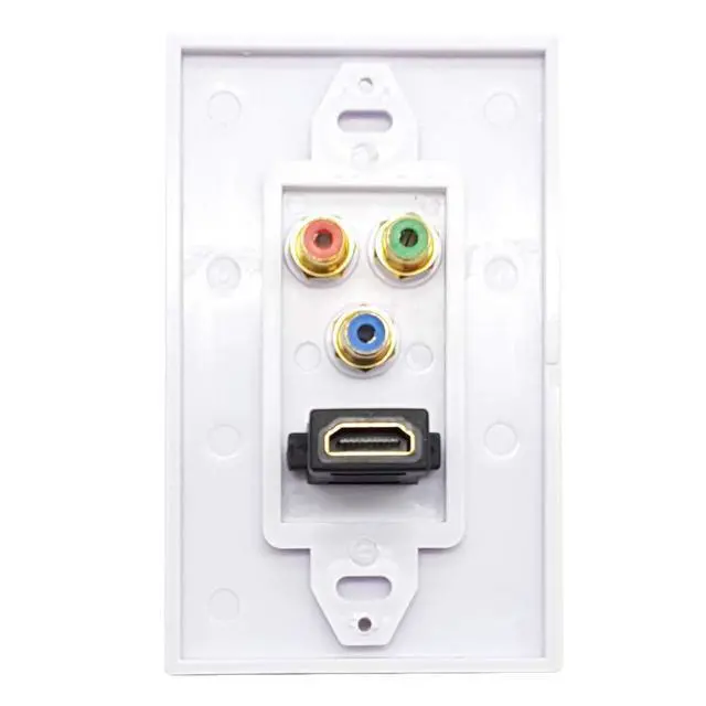 Alt view image 2 of 5 - HDMI + 3RCA Wall Plate,HDMI Wall Plate with Component Video RCA,4k Ultra HD UHD 1080P Full HD Compatible & Gold Plated RCA Component Composite Video Audio Subwoofer Combo Port Insert Jack Out