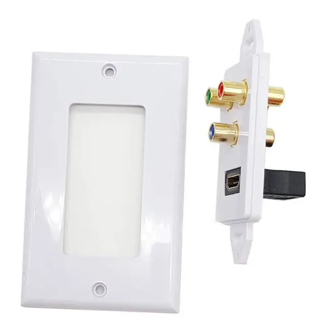 Alt view image 3 of 5 - HDMI + 3RCA Wall Plate,HDMI Wall Plate with Component Video RCA,4k Ultra HD UHD 1080P Full HD Compatible & Gold Plated RCA Component Composite Video Audio Subwoofer Combo Port Insert Jack Out