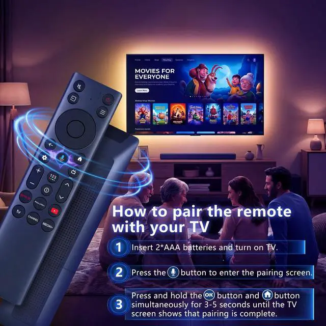 Alt view image 4 of 7 - 2026 New RC923A FMB1 Voice Remote Control Replacement for TCL 50/55/65/75 Inch QM5K QM6K Q77K QM7K Series QLED, QLED Mini Google TV G0401-000267 50QM6K 55QM6K 65QM6KPRO 65QM6K 75QM6K