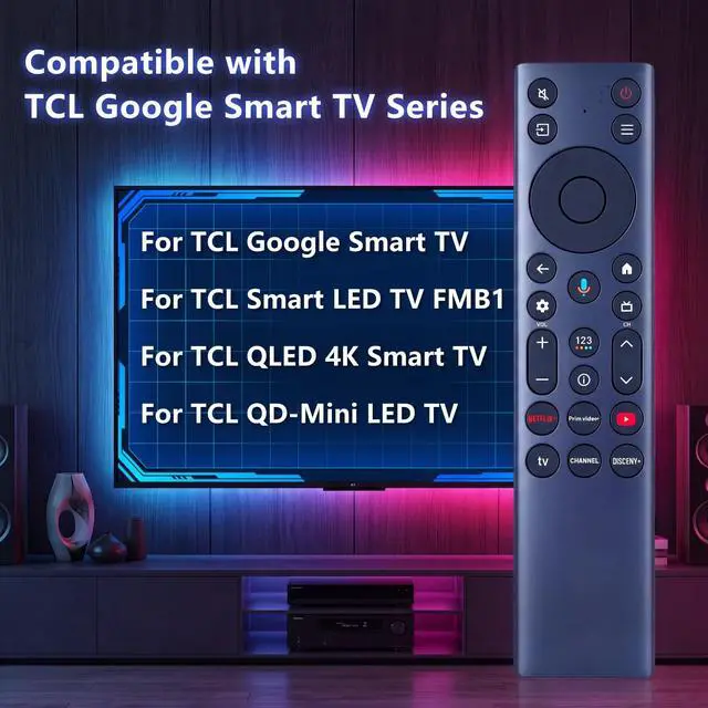 Alt view image 6 of 7 - 2026 New RC923A FMB1 Voice Remote Control Replacement for TCL 50/55/65/75 Inch QM5K QM6K Q77K QM7K Series QLED, QLED Mini Google TV G0401-000267 50QM6K 55QM6K 65QM6KPRO 65QM6K 75QM6K