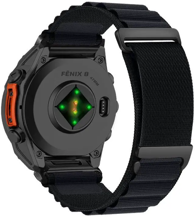 Main image of QuickFit 22 mm Replacement Watch Strap Compatible with Garmin Fenix E/Fenix 8 47 mm/Fenix 7 Pro/Fenix 6 Pro, Adjustable Bracelet, Nylon Sport Band for Garmin Tactix 8 47 mm - Black