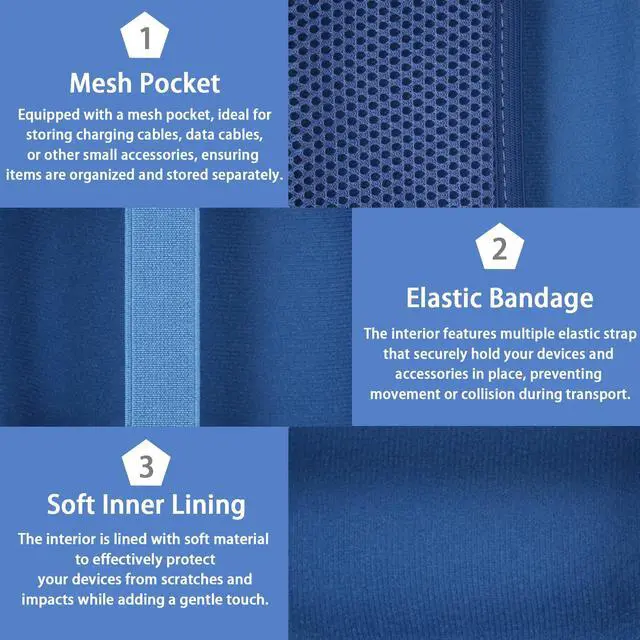 Alt view image 4 of 6 - for Anker Soundcore Boom Go 3i Bluetooth Speaker Hard Travel Case, Blue | Travel Protective Storage Bag with Mesh Pocket & Hand Strap, Shockproof EVA Shell and Soft Lining, Portable Bag Replacement