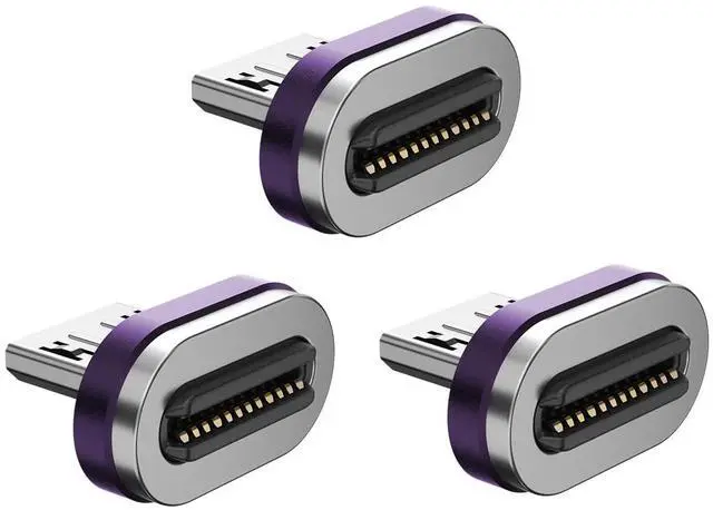 Main image of Magnetic 24-Pin Micro USB Connector Tip, 240W PD Fast Charging 40Gbps Data | 4K60Hz Video, Anti-Arc Design, 3rd Gen Neodymium Magnet, Compatible with 24PIN Magnetic Adapter, 3Pack