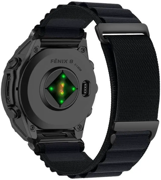 Main image of QuickFit 26 mm Replacement Watch Strap Compatible with Garmin Fenix 8 51 mm/Fenix 7X Pro Solar/Fenix 6X/Fenix 5X, Adjustable Bracelet, Nylon Sport Band for Garmin Tactix 8 51 mm - Black
