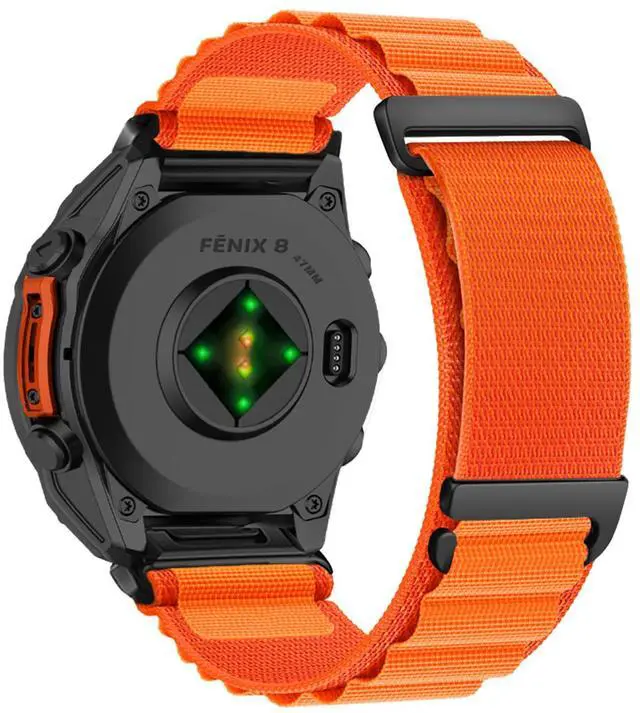 Main image of QuickFit 22 mm Replacement Watch Strap Compatible with Garmin Fenix E/Fenix 8 47 mm/Fenix 7 Pro/Fenix 6 Pro, Adjustable Bracelet, Nylon Sport Band for Garmin Tactix 8 47 mm - Orange