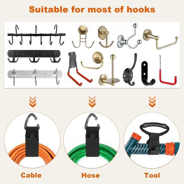Alt view image 4 of 7 - Extension Cord Holder Organizer(10Pack), Extension Cord Hanger for Garage Organization and Storage, 4-pk 16",2-pk17 and 4-pk 22" Heavy Duty Storage Straps, Garage Gadgets for Men (10, Black)