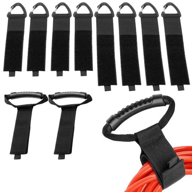 Alt view image 6 of 7 - Extension Cord Holder Organizer(10Pack), Extension Cord Hanger for Garage Organization and Storage, 4-pk 16",2-pk17 and 4-pk 22" Heavy Duty Storage Straps, Garage Gadgets for Men (10, Black)