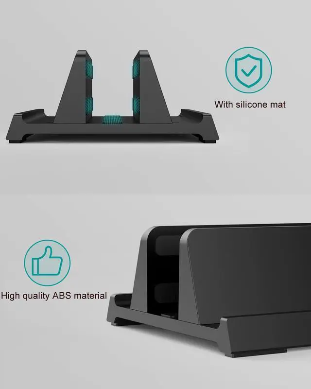 Alt view image 4 of 6 - Adjustable Vertical Laptop Stand for Desk, Compatible with 11-Inch to 17.3-Inch Laptops, iPad, iPhone, MacBook Pro/Air, Dell, HP, Lenovo, Asus - 3 in 1 Design Computer Stand (Black)