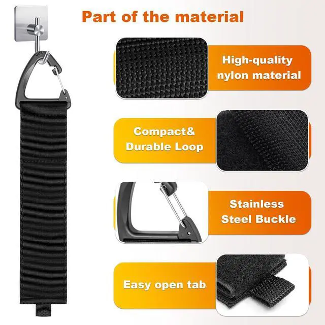 Alt view image 7 of 7 - Extension Cord Holder Organizer(10Pack), Extension Cord Hanger for Garage Organization and Storage, 4-pk 16",2-pk17 and 4-pk 22" Heavy Duty Storage Straps, Garage Gadgets for Men (10, Black)