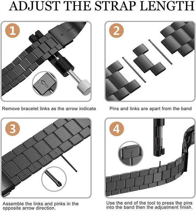 Alt view image 2 of 7 - 20MM Bands Compatible with MorePro AIR 2/for iTouch Air 3 40MM/for iTouch/for iTech Fusion 2/2S/2R Smartwatch, Replacement Metal Bracelet Premium Solid Stainless Steel Watch Band Strap Wristbands