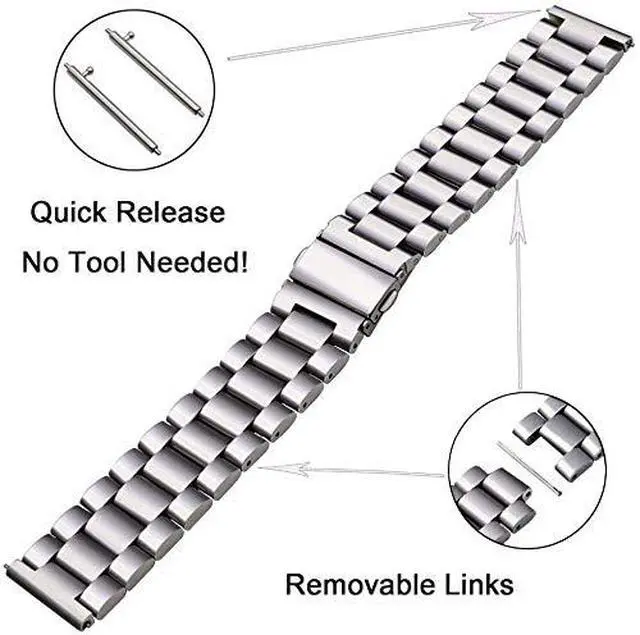 Alt view image 3 of 7 - 20MM Bands Compatible with MorePro AIR 2/for iTouch Air 3 40MM/for iTouch/for iTech Fusion 2/2S/2R Smartwatch, Replacement Metal Bracelet Premium Solid Stainless Steel Watch Band Strap Wristbands