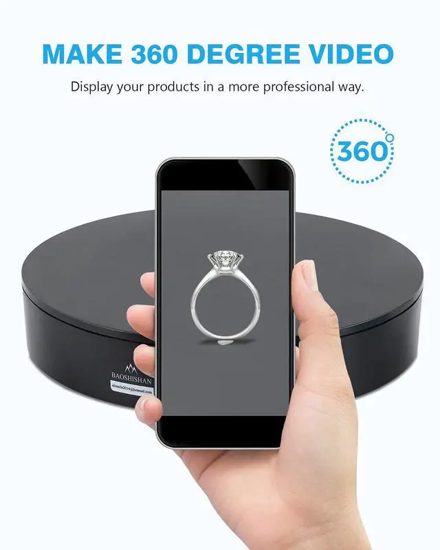 Alt view image 2 of 6 - 13.7inch 110LB Motorized 360° Photography Turntable with Remote | Electric Rotating Display Stand, 110V-220V, Smooth Rotation, White, for Product Photos, Short Videos & Display