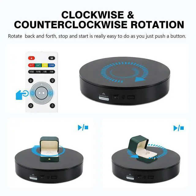 Alt view image 4 of 6 - 13.7inch 110LB Motorized 360° Photography Turntable with Remote | Electric Rotating Display Stand, 110V-220V, Smooth Rotation, White, for Product Photos, Short Videos & Display