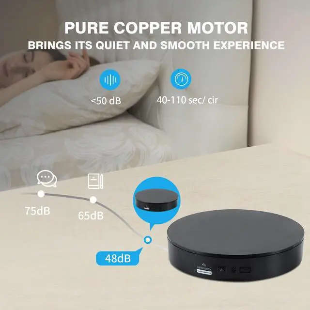 Alt view image 5 of 6 - 13.7inch 110LB Motorized 360° Photography Turntable with Remote | Electric Rotating Display Stand, 110V-220V, Smooth Rotation, White, for Product Photos, Short Videos & Display