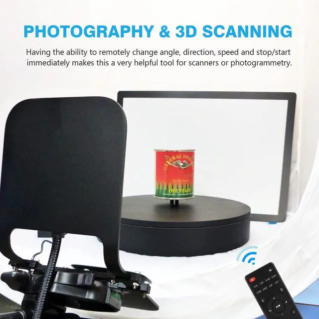 Alt view image 6 of 6 - 13.7inch 110LB Motorized 360° Photography Turntable with Remote | Electric Rotating Display Stand, 110V-220V, Smooth Rotation, White, for Product Photos, Short Videos & Display
