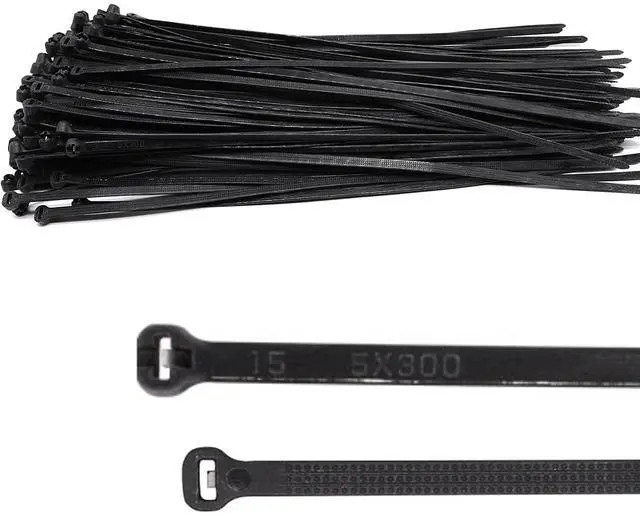 Main image of 150pcs Push Mount Zip Ties 12 inch, Self Locking Straps Cable Zip Tie with Stainless Steel Metal Tooth Locking Device Heavy Duty Nylon Zip Tie Clips (12", Black)