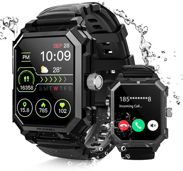 Main image of Military Smart Watch for Men | Answer/Dial Call, 680mAh Battery, IP69 Waterproof, Blood Pressure Heart Rate, Android Phones Compatible, Fitness Tracker