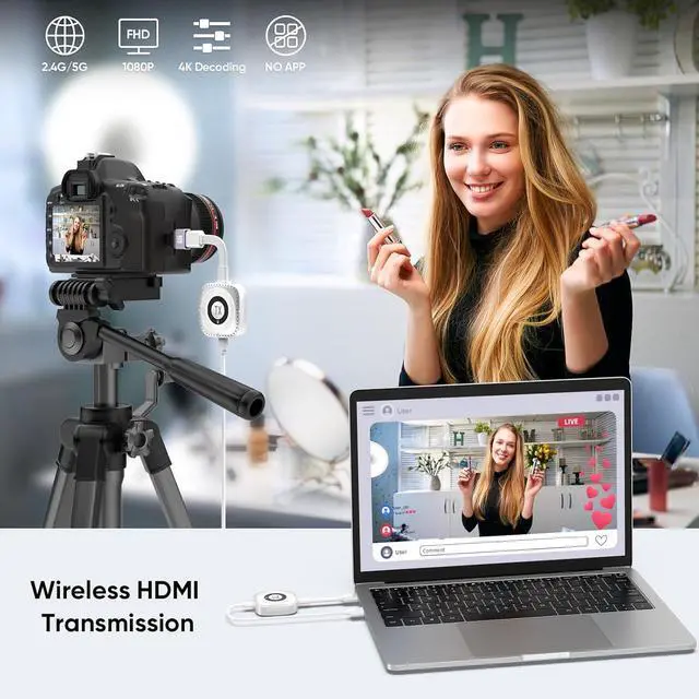 Alt view image 4 of 7 - Wireless HDMI Transmitter and Receiver, Wireless HDMI Extender, Plug & Play | 4K 30Hz| Stream from PC/Laptop/Projector to Monitor/TV| 328FT Long Range| for Business/Conference/Home Theater