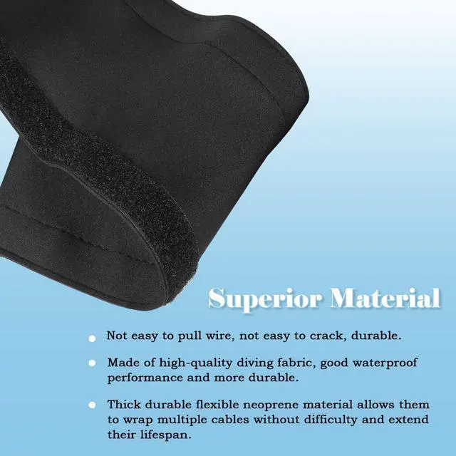 Alt view image 6 of 7 - Trolling Motor Cable Organizer Sleeve, 60" L Black Neoprene Troll Sleeve Trolling Motor Wire Cover Wire Storage Bag/Wire Finishing