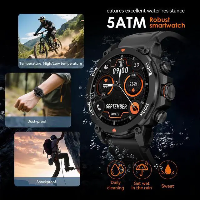 Alt view image 4 of 6 - Smart Watch for Men Women with GPS Fitness Tracker Smartwatch 1.43 AMOLED Screen, 5ATM Waterproof, 450mAh Large Battery, Answer/Make Call, 24/7 Sleep Tracking, Compatible for Android iOS